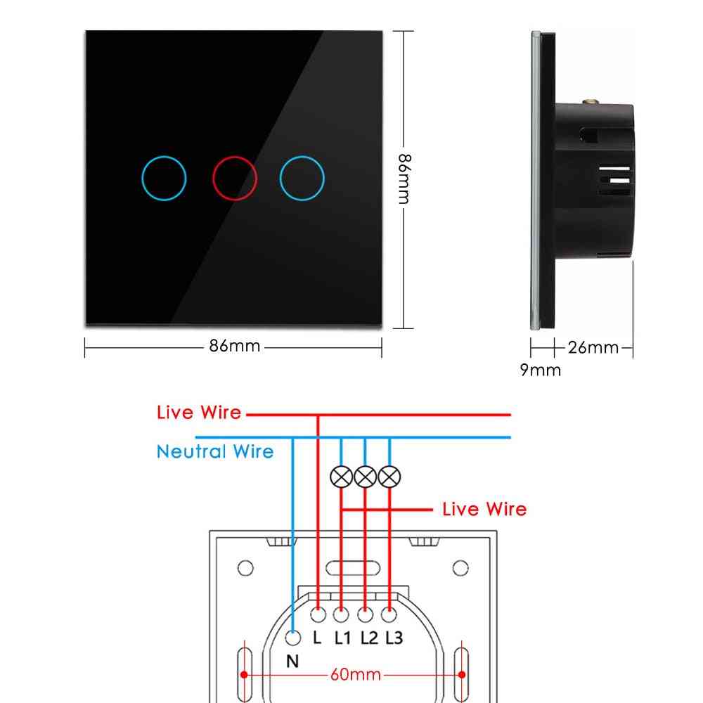 Wifi inteligentný vypínač so skleneným panelom luxuray