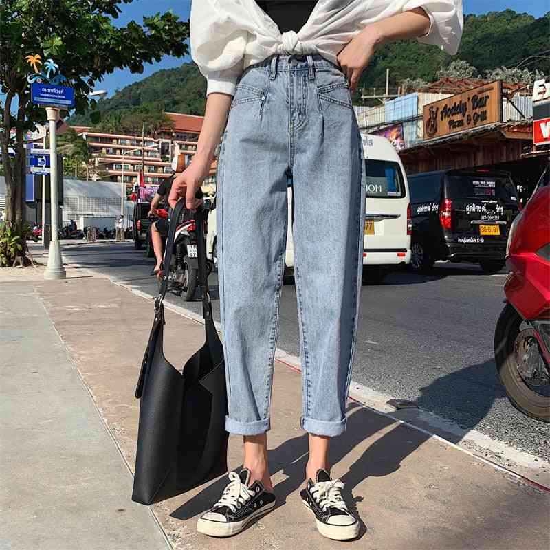 Woman High Waist Plus Size Femme Loose Harem Mom Jeans