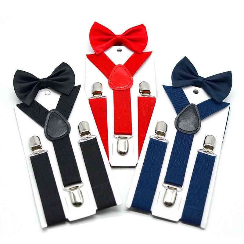 Adjustable Elastic Kids Bow Tie Set, Braces Suspenders
