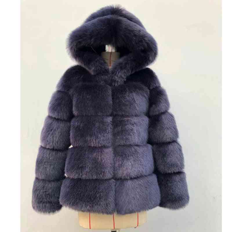 Winter dicken warmen Kunstpelz Mantel Frauen plus Größe Kapuze Langarmjacke