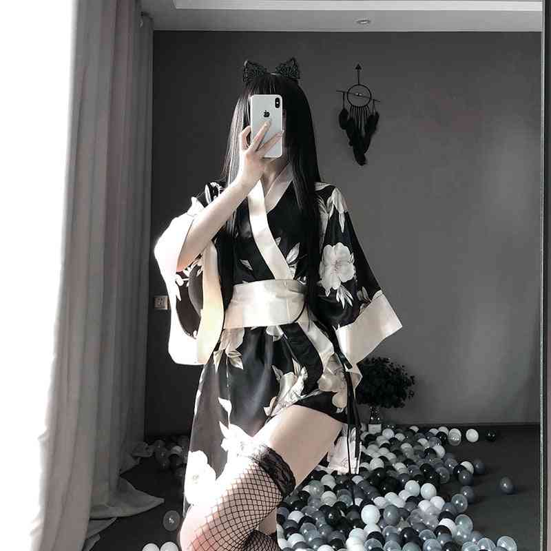 Härlig japansk blommig morgonrock - kort nattklänning