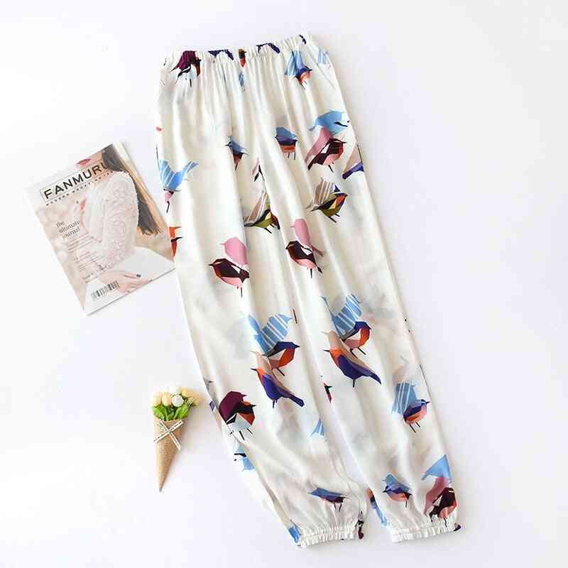 Ljetni viskozni rajonski tisak ženske pidžame hlače do gležnja s elastičnim strukom