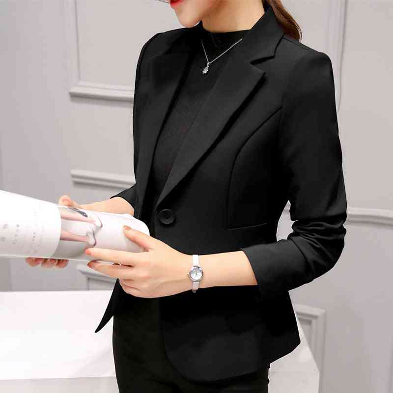 Jachete de damă de culoare neagră, costum de lucru de birou, buzunare sacouri jachetă