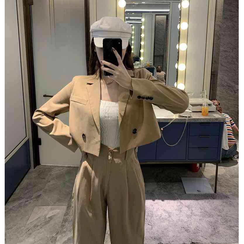 Casual Single Breasted, Short Blazers & Pants Set