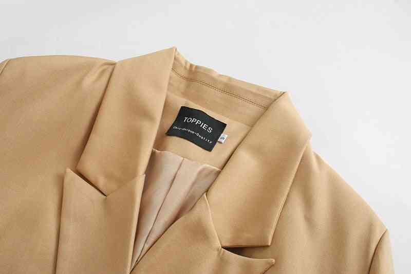 Autumn Blazer & Pant Set, Women Double Breasted Suit Jacket