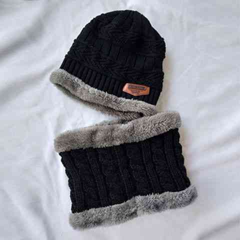 Conjunto de sombrero y bufanda de lana de otoño invierno