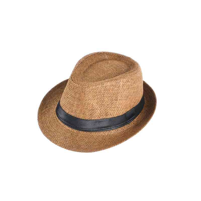 Letní dětský slaměný klobouk, venkovní panama chlapeček jazzová čepice