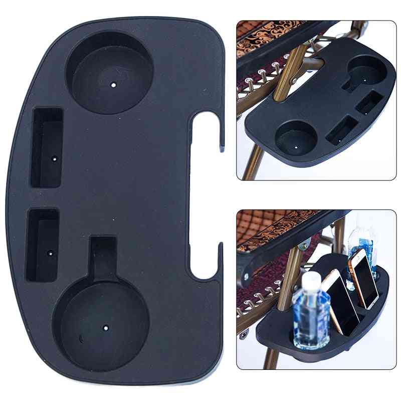 Comfortable Black Clip On Side Table Drink Cup Holder Tray