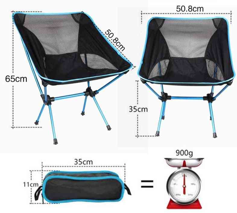 Bærbar ultralett sammenleggbar stol for strand, fotturer, piknik