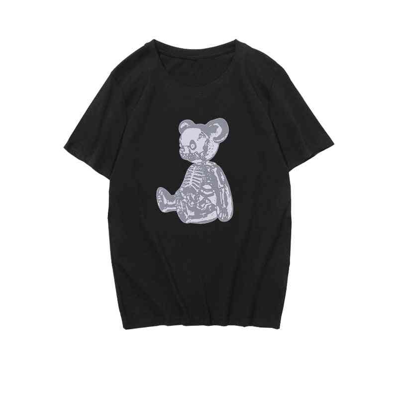Women Bear Print Horror Gothic Punk Casual  T-shirt