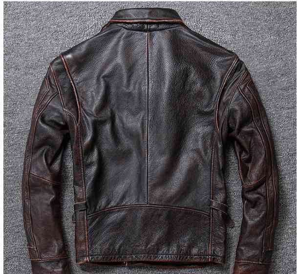 Men Cowhide Coat, Winter Warm Genuine Leather Jacket