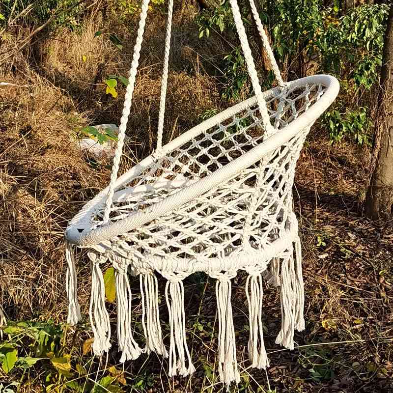 Safe Beige Hanging Chair, Swing Rope For Garden Seat