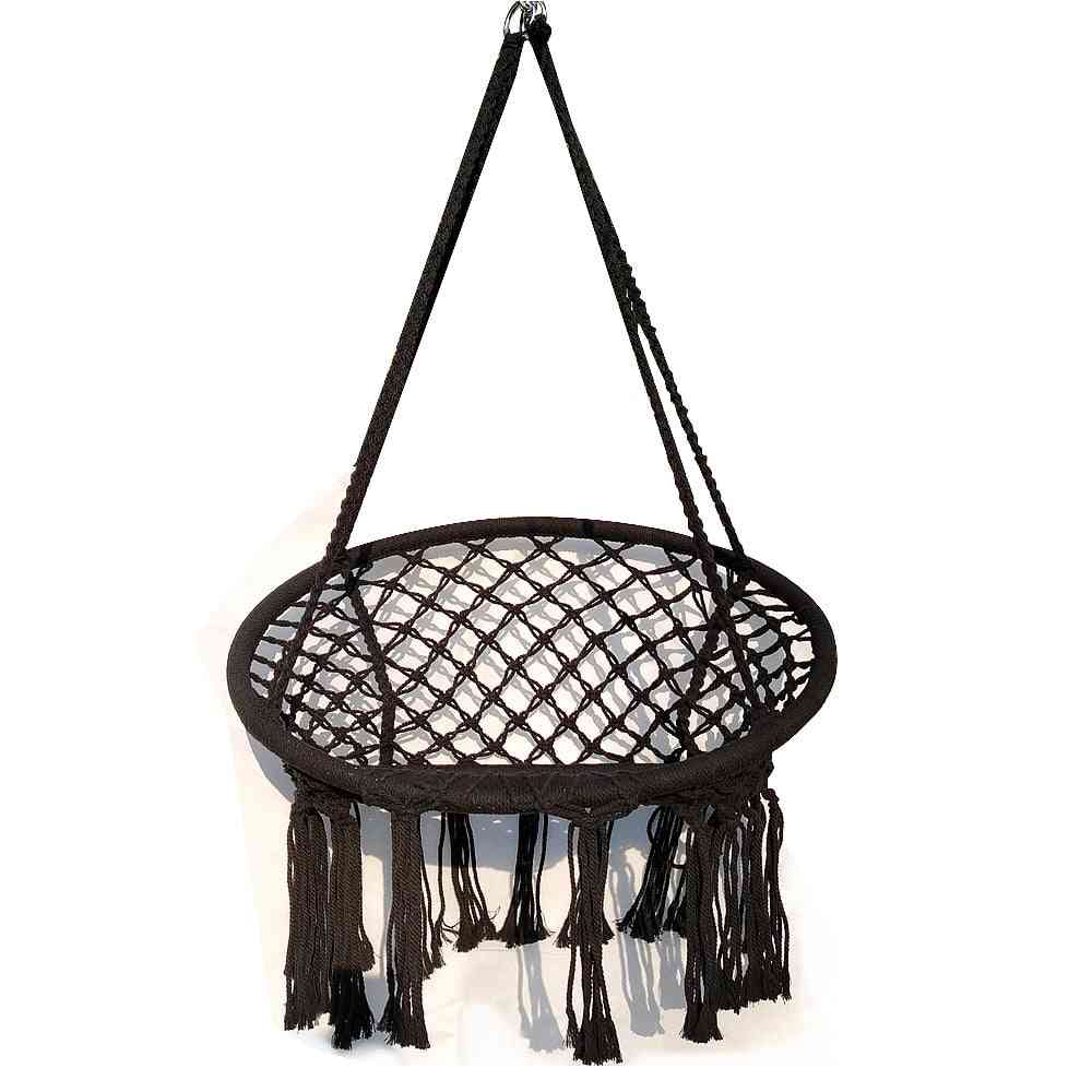 Ručne vyrobená pletená okrúhla stolička na zavesenie v hojdacej sieti pre