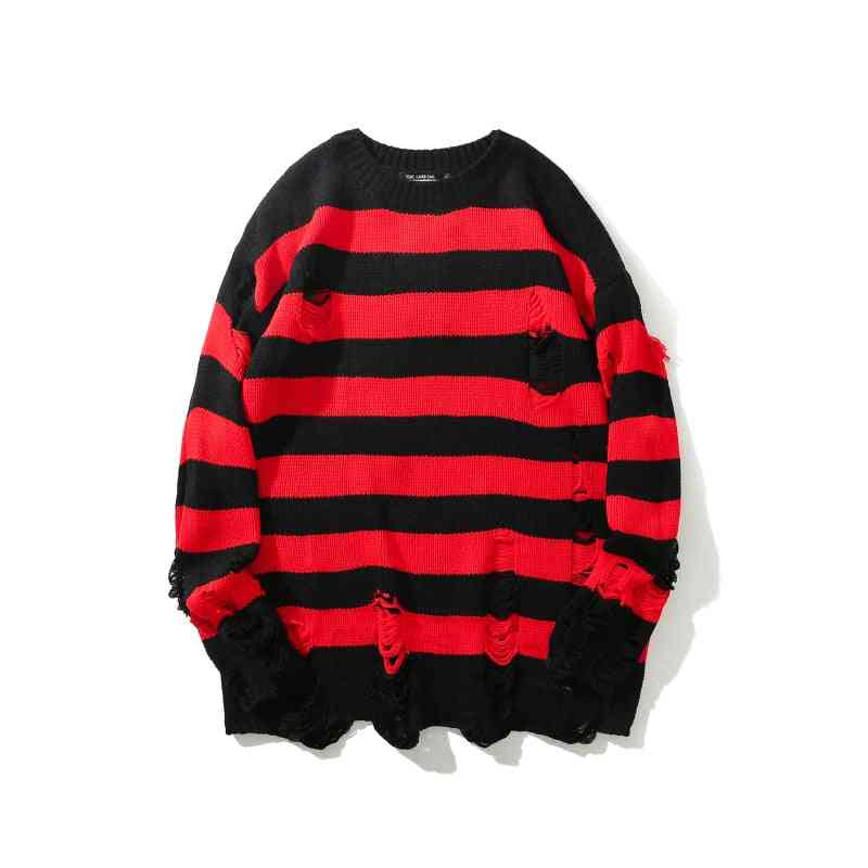 Washed Destroyed Ripped Sweater, Hole Knit Jumpers
