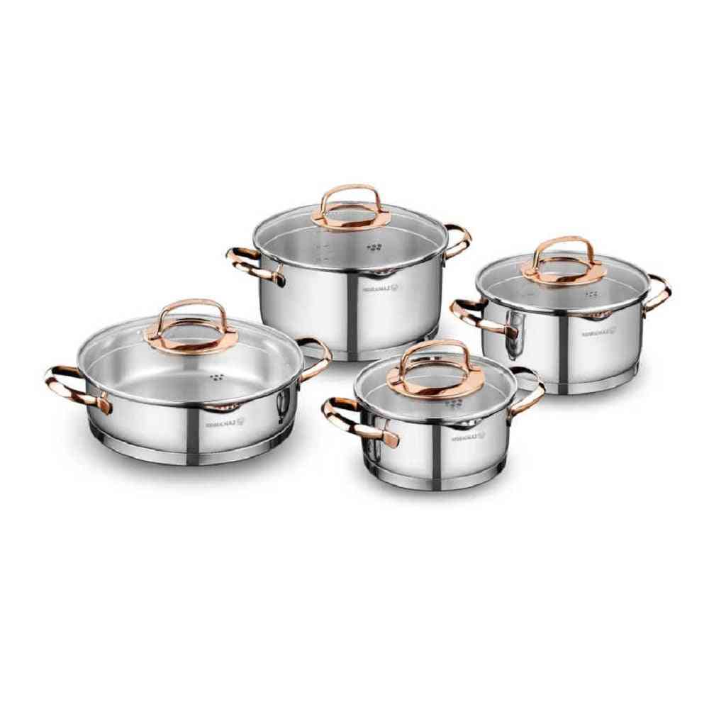 Rosana Cookware Set, Stainless Steel Cookware Set With Glass Lid