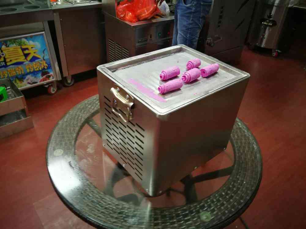 Máquina de sorvete thai, panela de máquina de gelo frito de aço