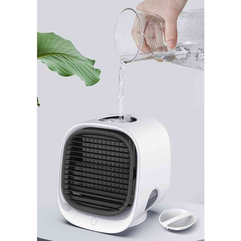 Air Cooler- Mini Desktop, Air Conditioner With Night Light, Usb Water, Cooling Fan
