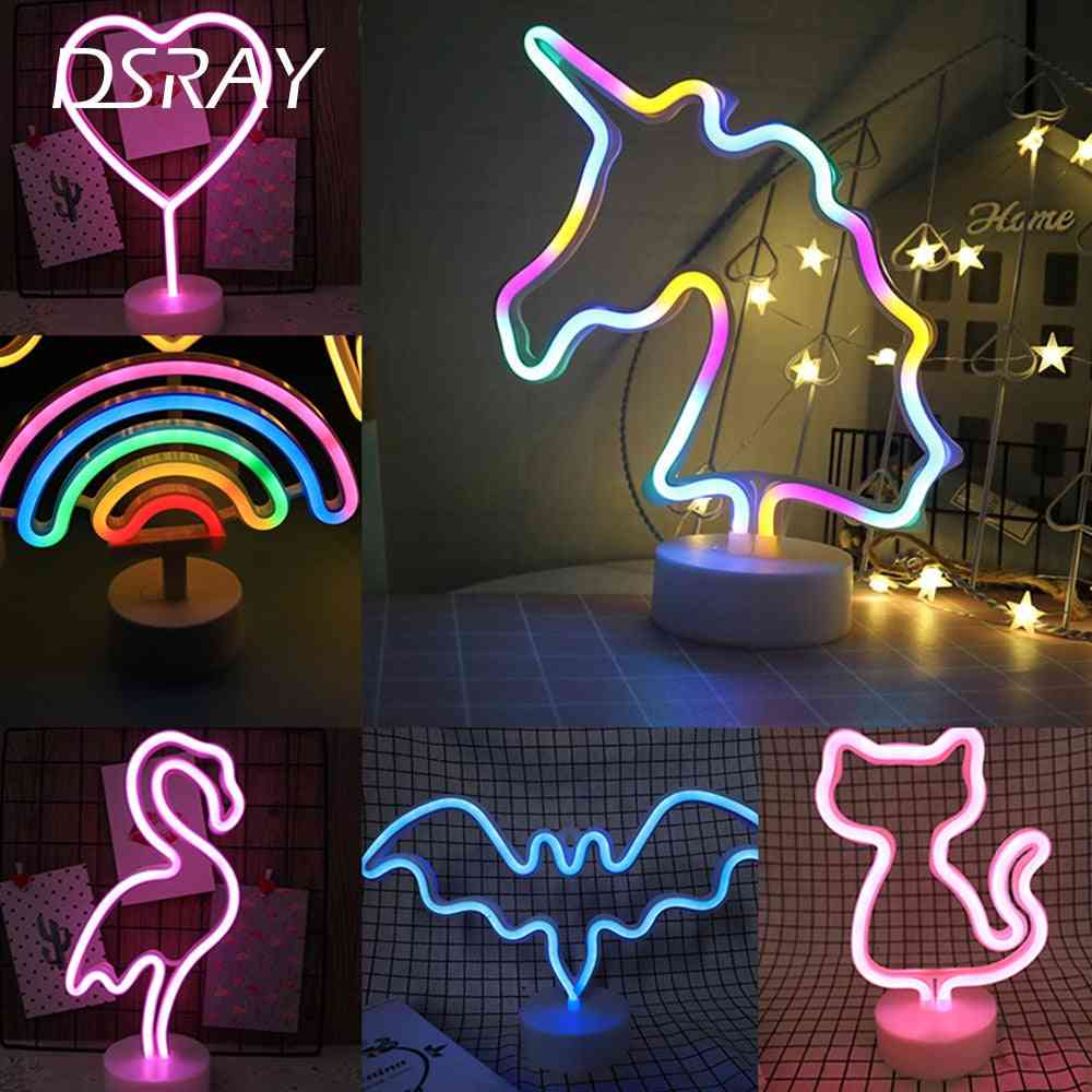 Neon Sign Lights Ins Style, Room Dressing Table Decoration, Unicorn Flamingo Moon Rainbow Bedside