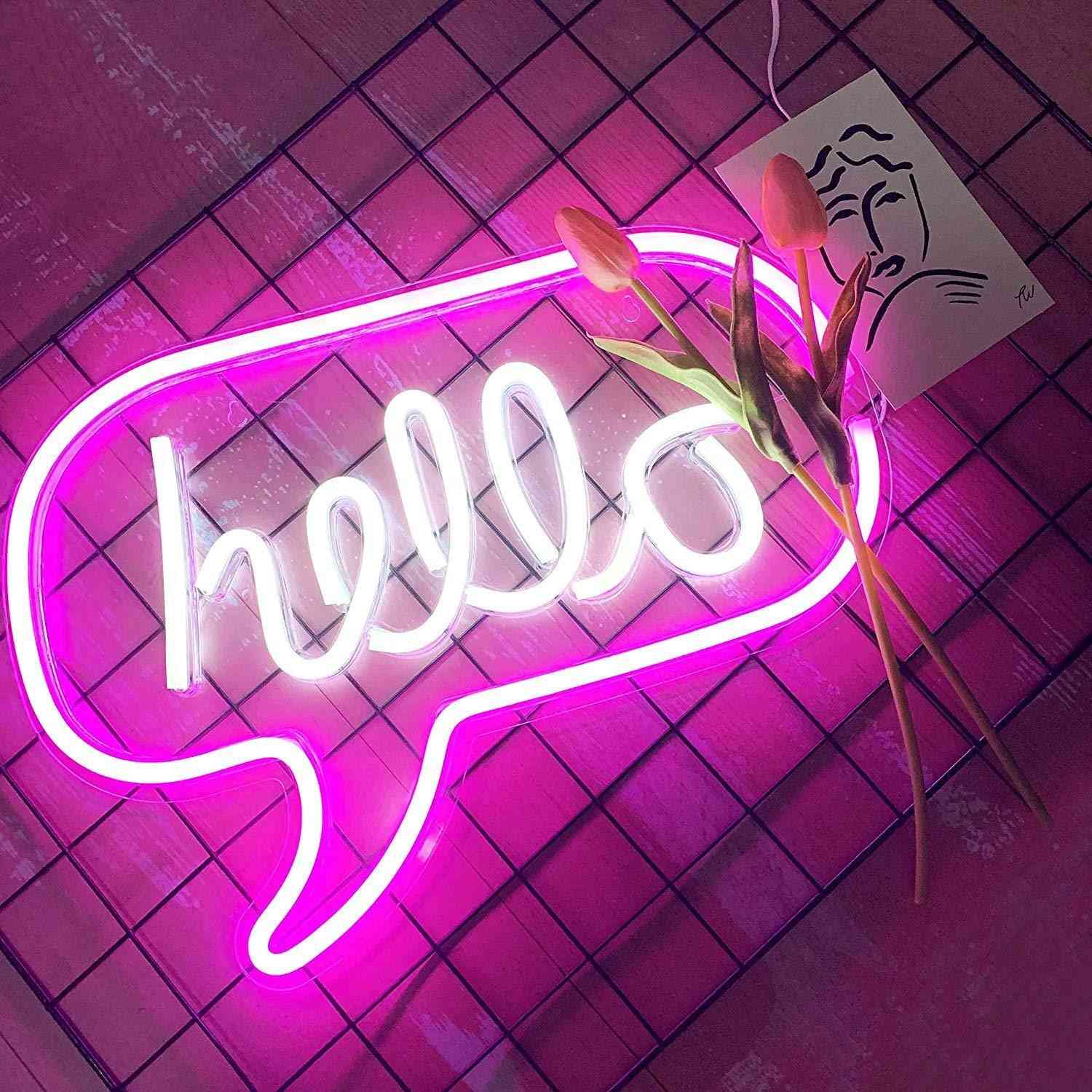 Hello Shaped Sign Neon Light For Decorations