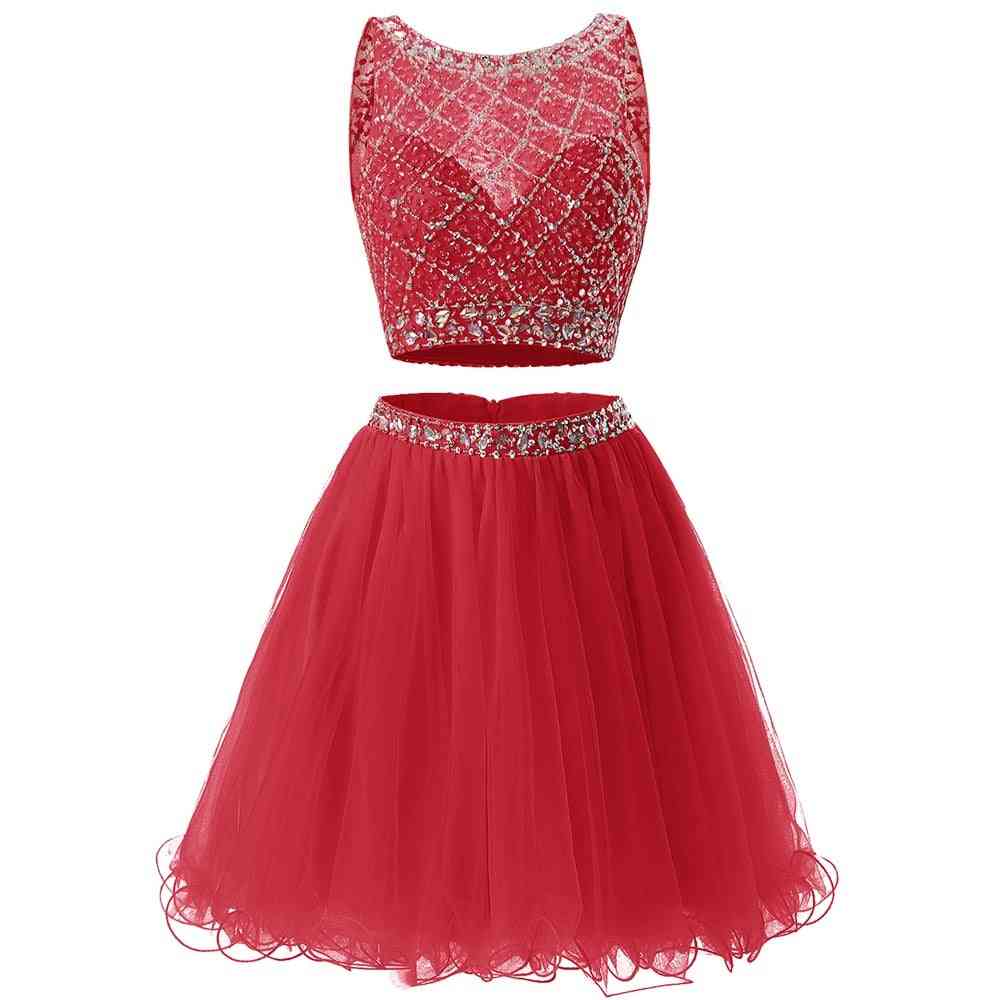 Two Pieces Tulle Party Wear Cocktail Dresses For