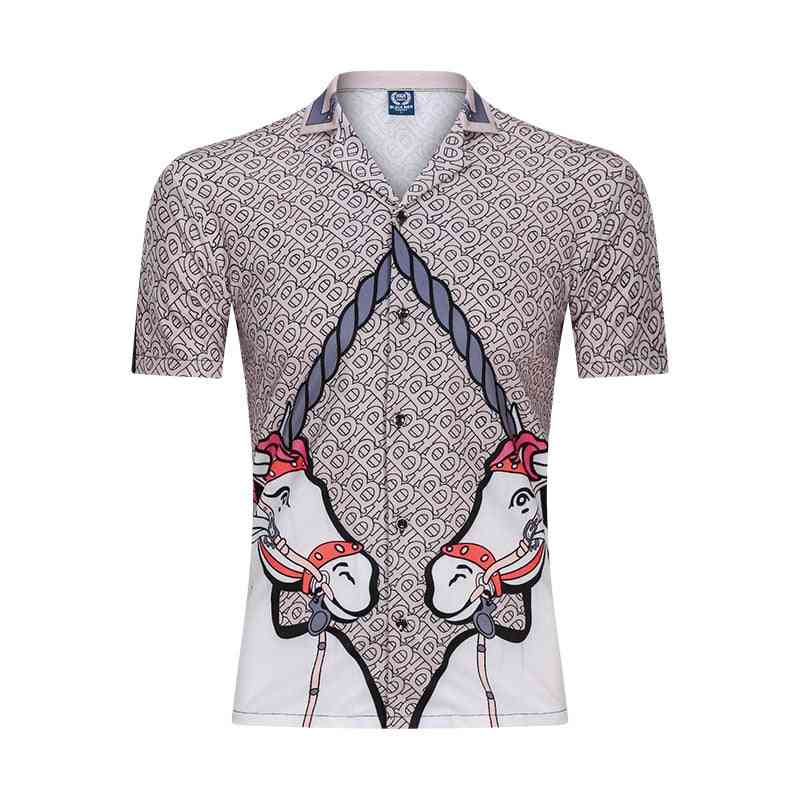 Camicia da uomo casual da spiaggia stampata in 3d, camicia streetwear a maniche corte estiva