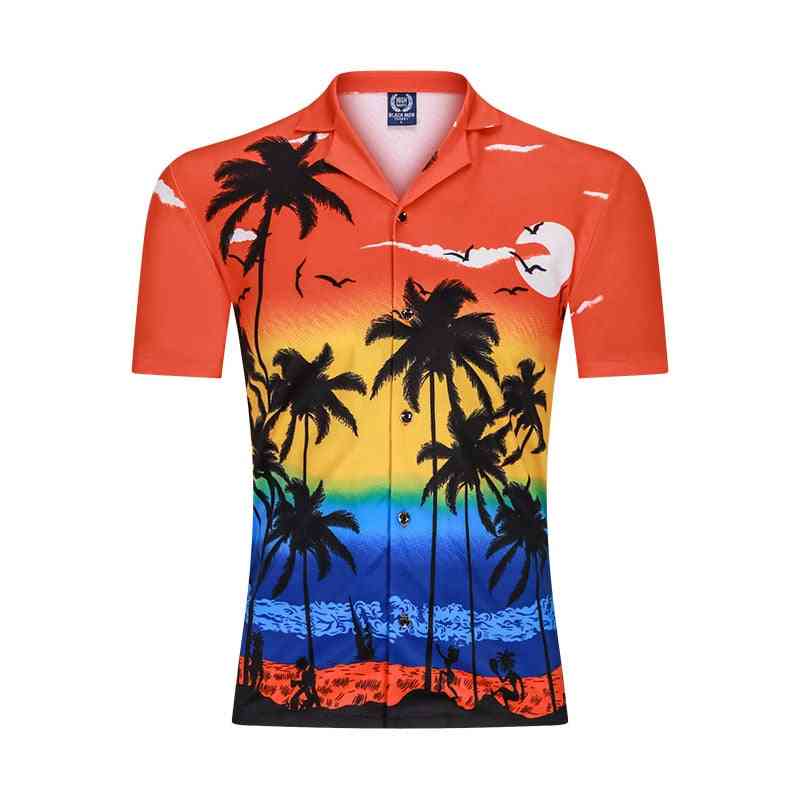 Męska koszulka plażowa na co dzień z nadrukiem 3D, letnia luźna koszula z krótkim rękawem