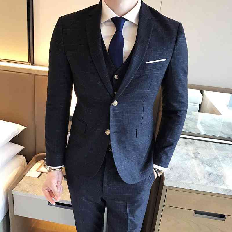 3-piece, High-end Casual Plaid, Formal Business, Suits's