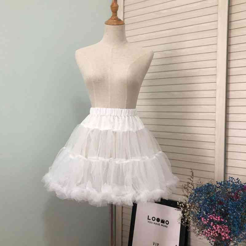 Girls Ruffled Short Petticoat, Solid Fluffy Bubble Tutu Skirt Puffy Half Slip Prom Crinoline