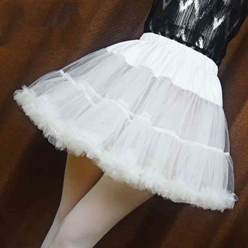 Girls Ruffled Short Petticoat, Solid Fluffy Bubble Tutu Skirt Puffy Half Slip Prom Crinoline