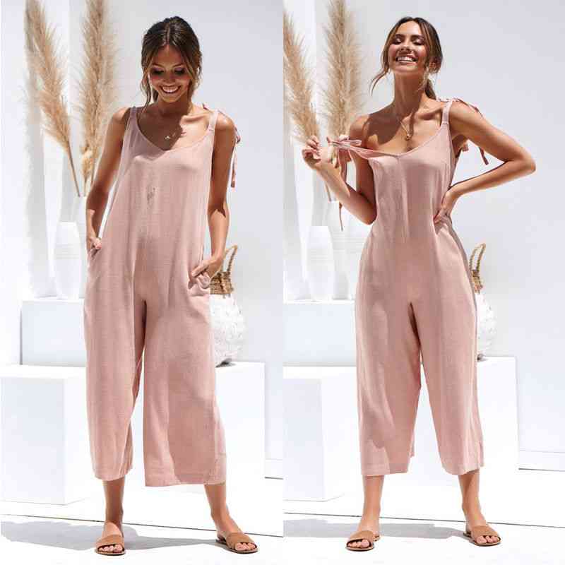 Casual- Loose Pants, Overalls Straps, Jumpsuit Romper, Trousers
