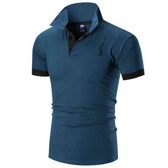 Men's Short Sleeve, Deer Embroidery Polo T-shirt