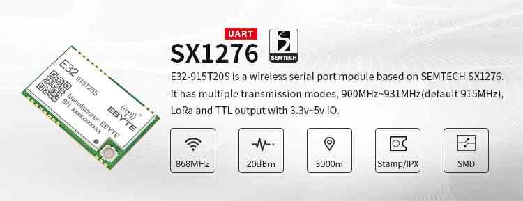 Draadloze rf-module smd lange afstand transceiver 915 mhz lange afstand ipex-interface