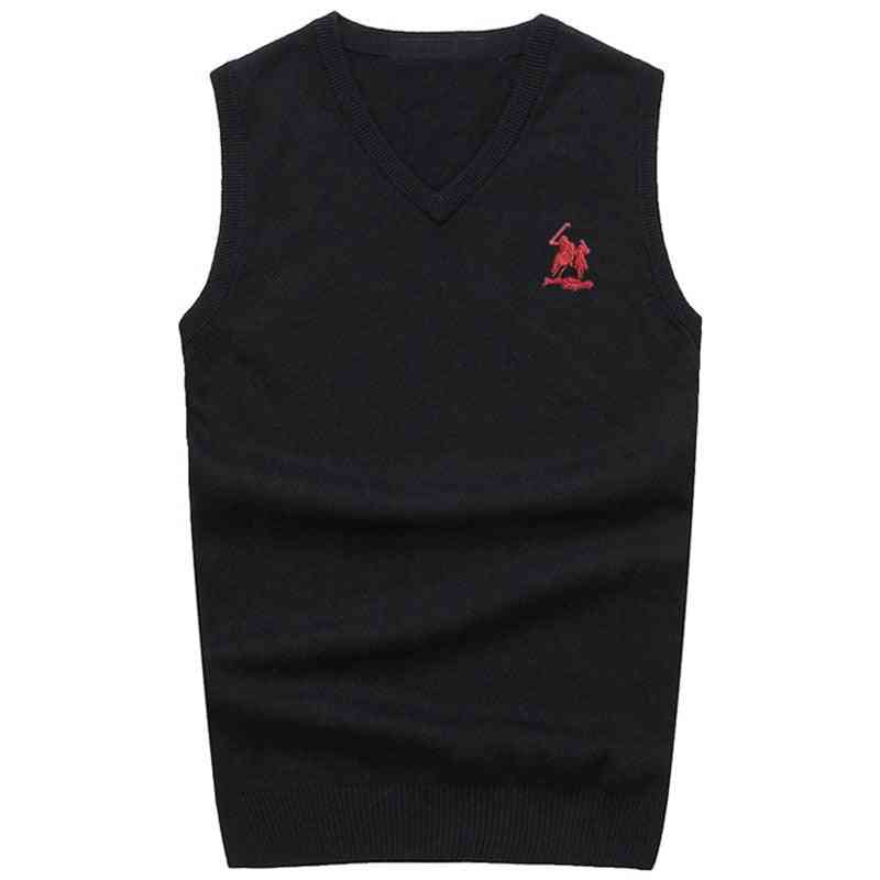 3d Embroidery Logo Polo Autumn & Winter Cotton Sweaters, V-neck Slimming Vest