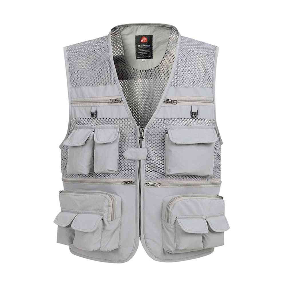 Summer Mesh Vest, Spring, Autumn, Male Casual Thin Breathable Multi Pocket Waistcoat
