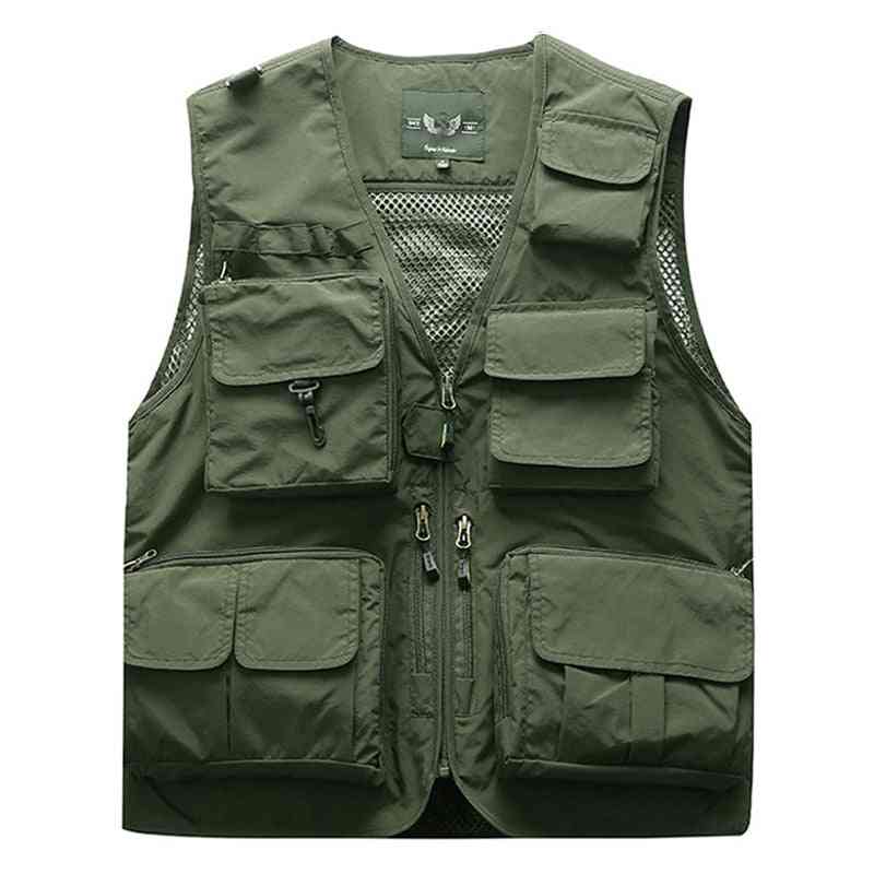 Outdoor Men's Tactical Fishing Vest Jacket, Safari Multi Pockets Sleeveless Travel Jackets
