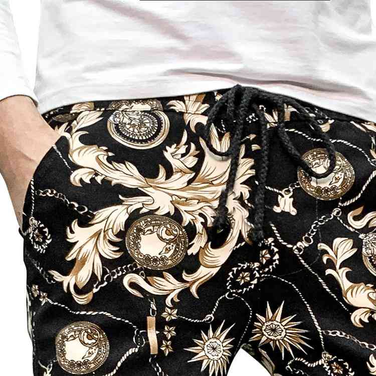 Motif floral pour hommes, pantalon décontracté de fitness slim