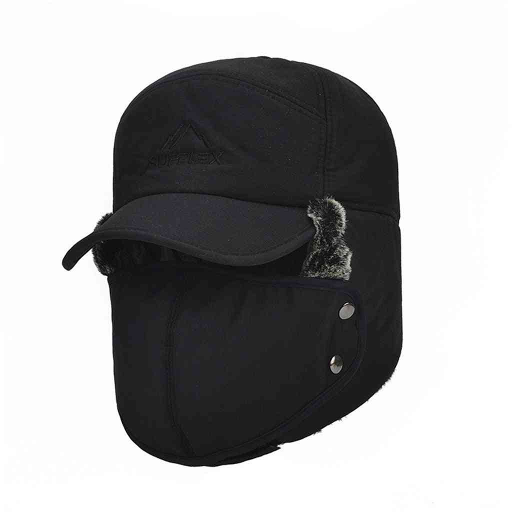 Winter Thermal Bomber Hats - Ear, Face Protection, Warmer Windproof Cap