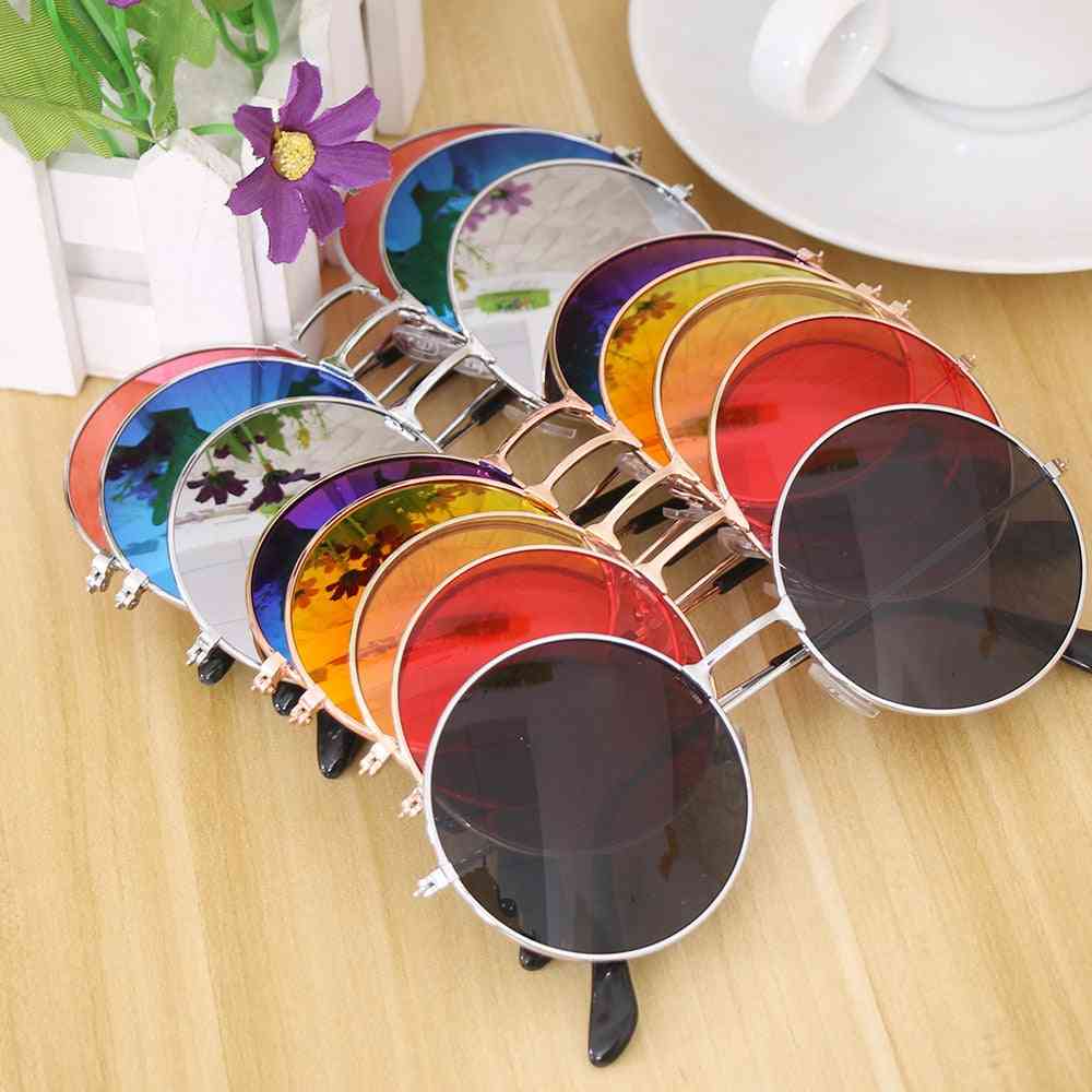 Fashion Retro Round Plastic Frame Lens Sunglasses, Eyewear
