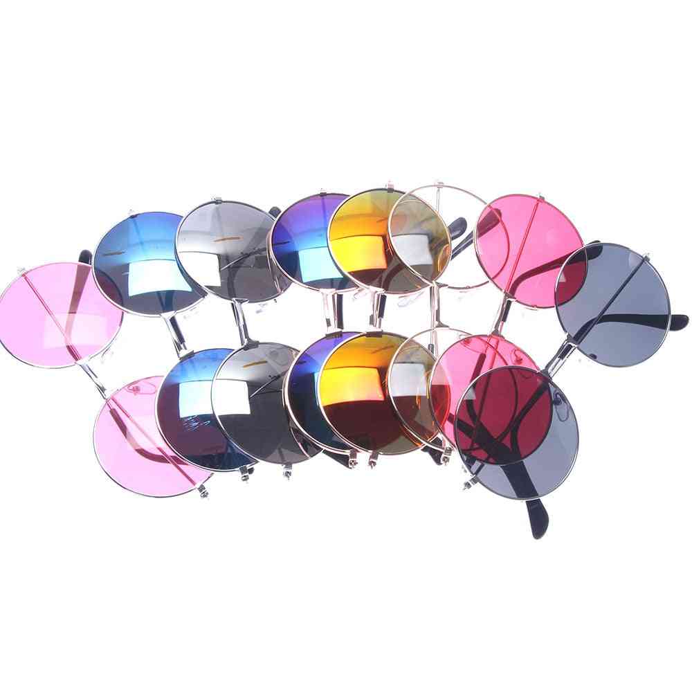 Fashion Retro Round Plastic Frame Lens Sunglasses, Eyewear