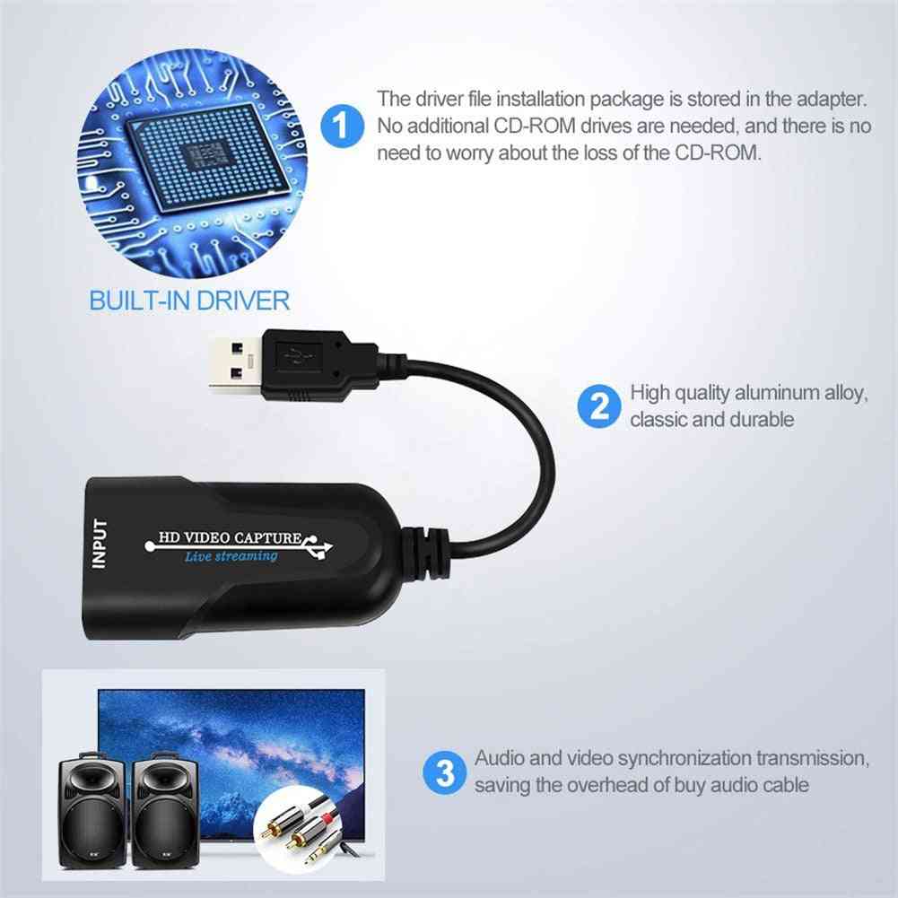 Mini Game Capture Card, Usb 2.0 1080p Video Record For Ps4 Game Live Streaming