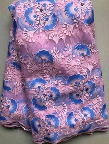 Africká / francouzská krajková tkanina s kameny 5-yardové šaty