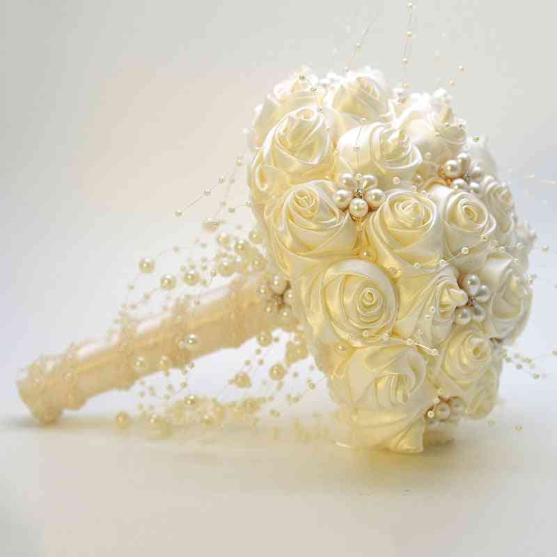 Ribbon Flowers, Stunning Pearls Beaded Bridal