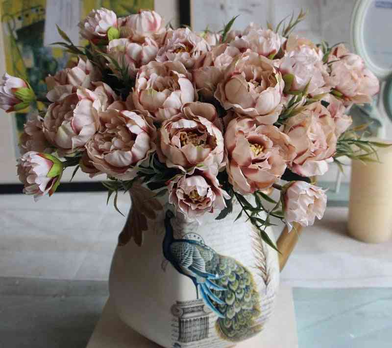 Buchet de flori artificiale, floare falsă din mătase DIY pentru petrecerea de nuntă, decor de grădină de masă de acasă