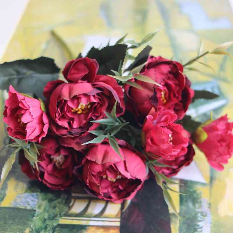 Bouquet di fiori artificiali, fiore finto di seta fai da te per la festa di nozze, arredamento da giardino per la casa