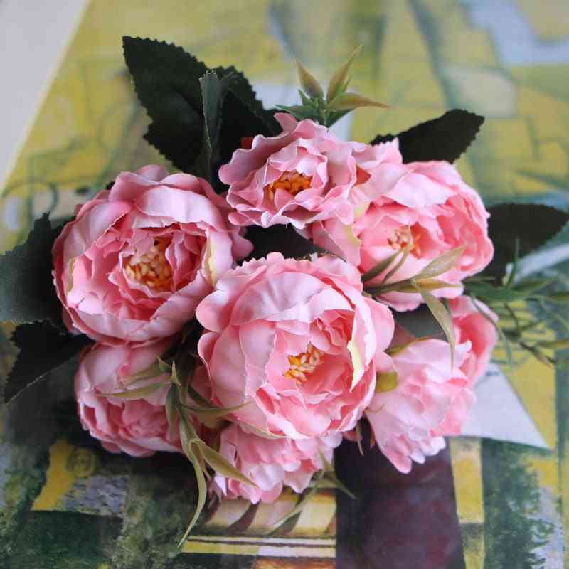 Kytice umělých květin, umělá hedvábná falešná květina na svatební hostinu, zahradní dekorace domácího stolu