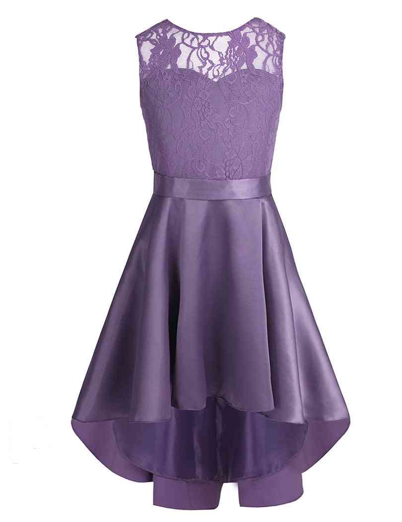 Girls Fashion Lace, V Back, Sleeveless A-line Flower Dress