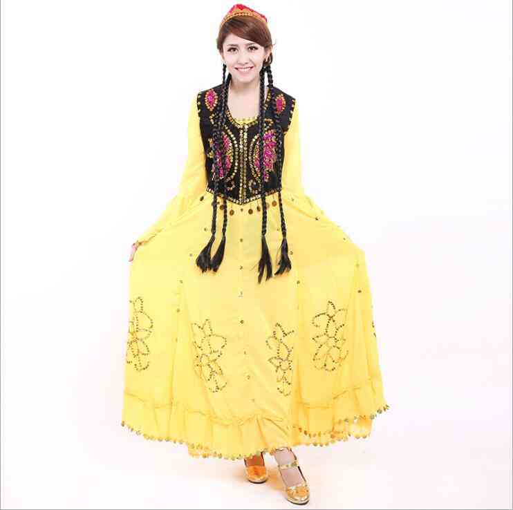 Women Ethnic Minority Dance Costumes, Folk Dance Dress