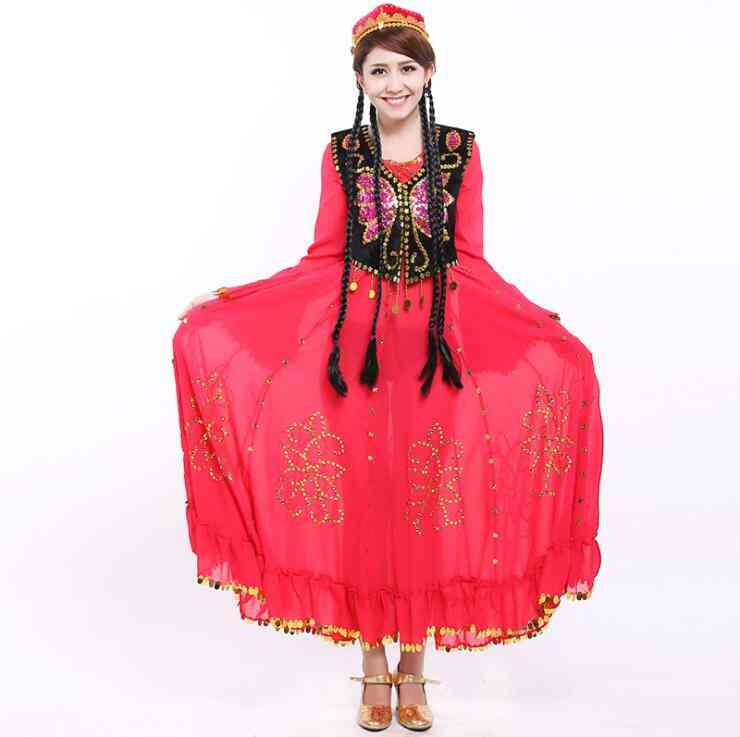 Women Ethnic Minority Dance Costumes, Folk Dance Dress