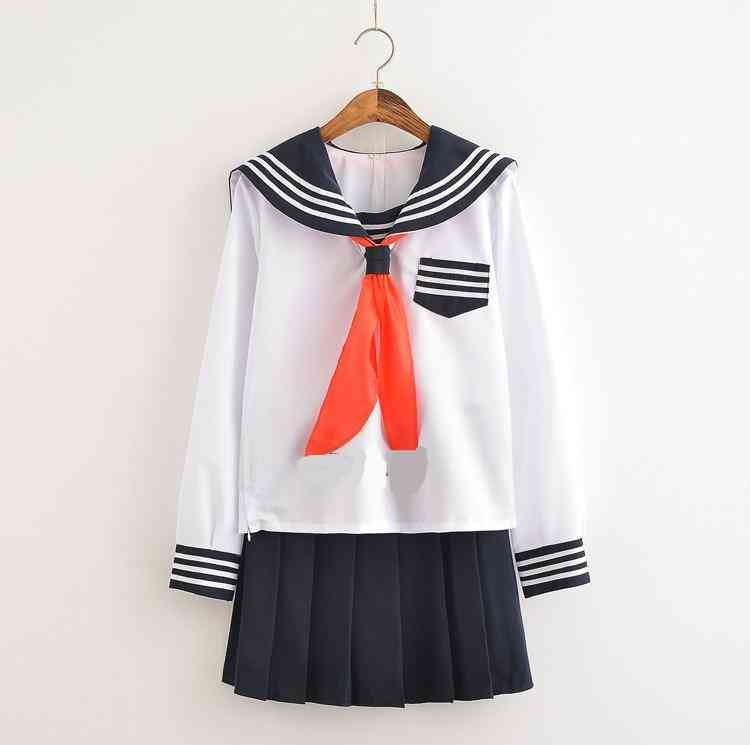 Uniforme școlare de vară studenți bluze de pânză, fuste și cravată set de costume de marinar anime