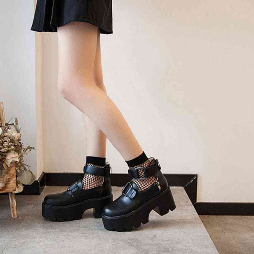 College flicka uniform pu läder vattentäta skor